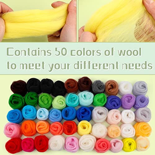 JUPEAN Needle Felting Kits for Beginners Adults 50 Colors Wool Felting Kit - style: Style C