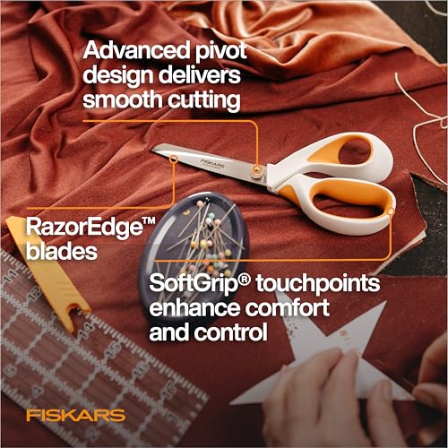 Fiskars 8" RazorEdge Fabric Scissors, Heavy Duty & Sharp Fabric Shears - style: RazorEdge 8"