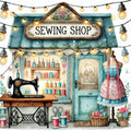 Dugsmgd Diamond Art Kits for Adults, Sewing Shop Diamond Painting 14x14In - color: Sewing Shop