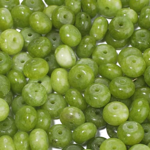 5x8mm 100Pcs Natural Peridot Rondelle Beadsf or Jewelry Making Loose Spacer Abacus Disk Beads Gemtone for Bracelets Necklace DIY Crafts - color: Peridot