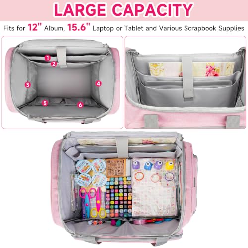 Craft Bag for Scrapbook Supplies, Large Scrapbook Storage Bag for Art Tools - color: Pink, size: Without Trolley