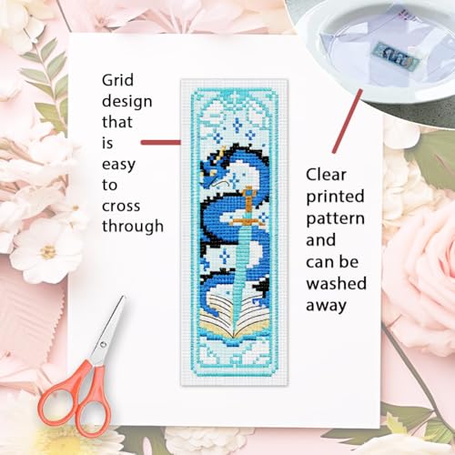 ORIGACH 6 Pack Fantasy Tarot Cross Stitch Bookmark Kit - style: Fantasy Tarot