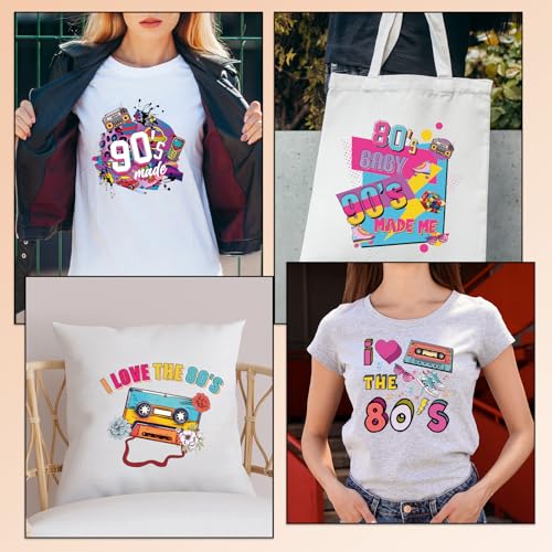 20 Pcs Back to 80s 90s DTF Transfers Ready to Press DIY Clothes - color: 80s 90s Theme