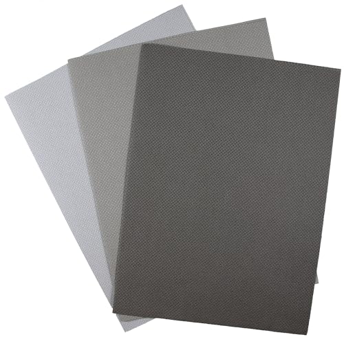 KCS 3 pc of 12" x 18"(30cm x45cm) 14CT Counted Cotton Aida Cloth Cross Stitch Fabric (Light Grey + Medium Grey+ Dark Grey) - color: Light Grey + Medium Grey+ Dark Grey