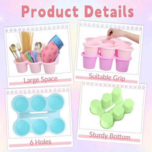 6 Pack Classroom Caddy Organizer with Handle, 6 Compartments, Pastel - color: Pastel