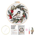 Huacan Embroidery Kits for Adults Beginner DIY Cross Stitch Stamped Christmas Pattern Stitching Wreath Sewing Kit 1 Piece 7.8 x 7.8 Inch - color: Bird