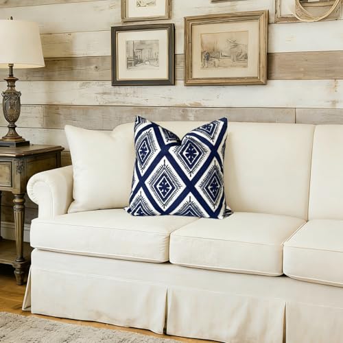 Slow Cow Embroidered Throw Pillow Cover 18 x 18 Inch Navy Blue - color: Navy Eyes, size: 18" x 18" (Pack of 1)