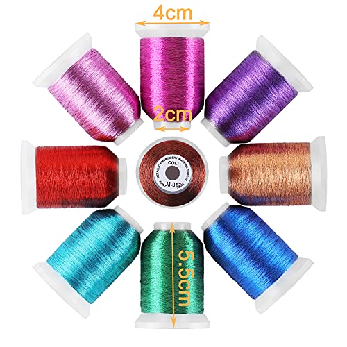 New brothread 9 Shiny Colors Metallic Embroidery Machine Thread Kit - color: 9 Metallic Colors -2