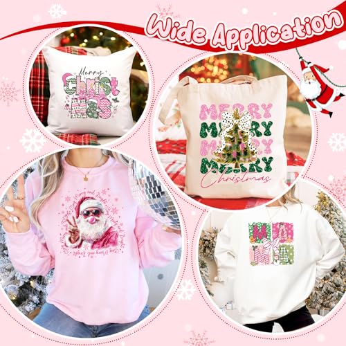Pink Christmas Iron on Transfers Heat Transfer Viny 20pcs - color: 3d puff fall