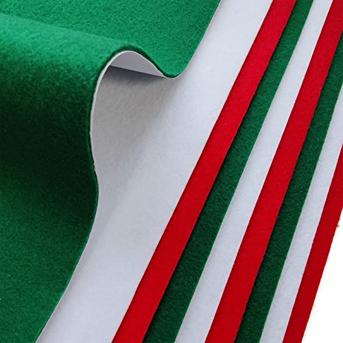 Jtnohx Self Adhesive Felt Sheets 12Pcs Felt Fabric with Adhesive Backing - color: Green/White/Red