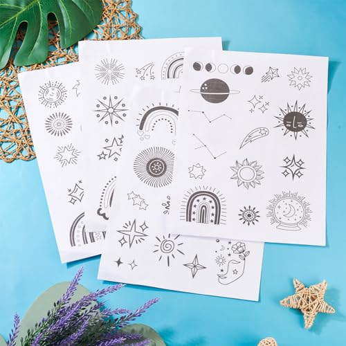 Magibeads 60Pcs Moon Sun Star Water Soluble Embroidery Stabilizer Adhesive Stick and Stitch Embroidery Transfer Paper for Hand Sewing Beginners Adults - color: Moon & Sun & Star