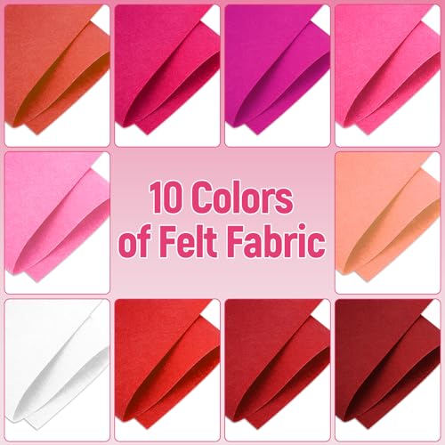 10 Sheets Felt Fabric for Crafts, 8x20 Inch 1.4mm Thick (Pink) - color: Pink