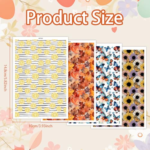 Polymer Clay Transfer Paper, 20 Pcs 4 Designs Lemon Leaf Floral Butterfly Water Soluble Transfer Sheet for Polymer Clay Earrings Jewelry Making Disposable Stickers DIY Crafts 5.82X3.93 inch - color: 4 Pattern Sets