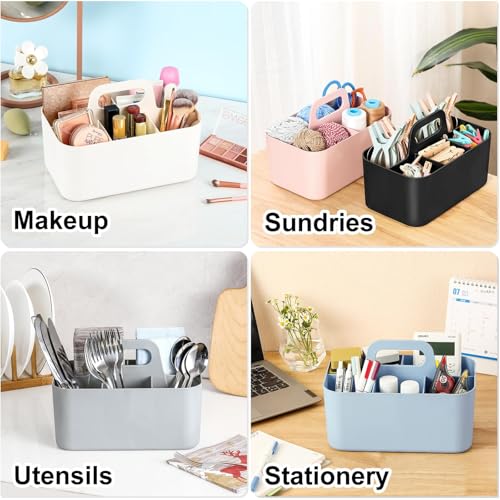 Multiuse Caddy Organizer with Handle, Portable Divided Plastic Tote Bin - Art Craft, Stationary Pen Marker Crayons, Makeup Hair Supplies Storage - Bathroom, Classroom, Dorm, Office, Desk Holder -Black - color: Black