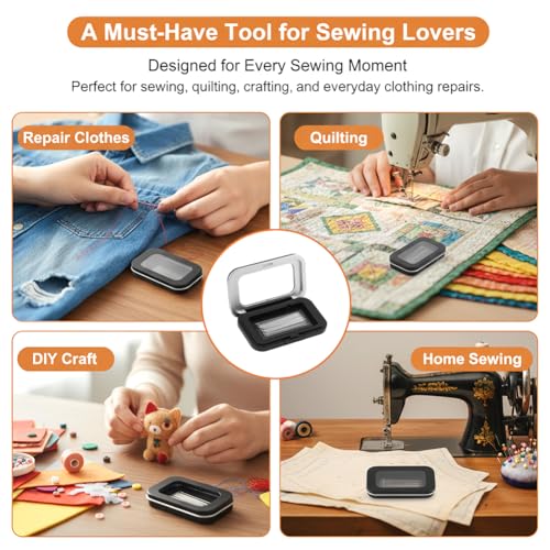 Magnetic Needle Holder Case with Clear Acrylic Lid, Sewing Needle Keeper with 25 Needles Included, Portable Strong Magnet Pin Storage Case for Sewing, Quilting and Crafts