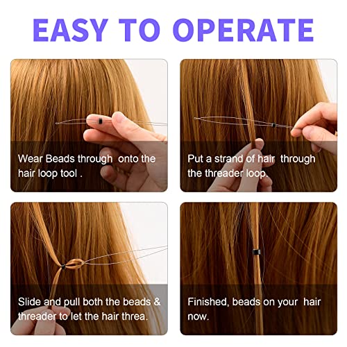 NEWISHTOOL Stainless Steel Hair Extension Loop Tool Kit Beads Device Tool - color: Neon