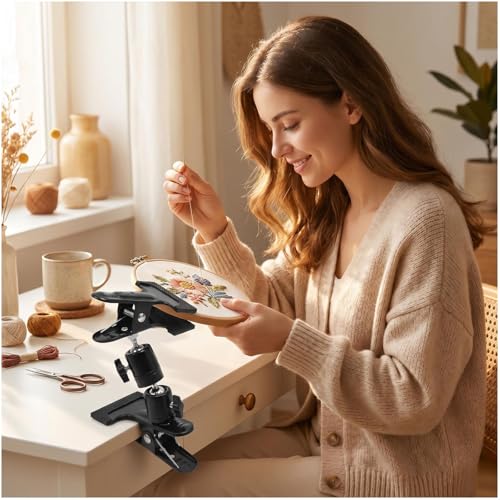 Naturezhen Embroidery Hoop Stand Holder, 360°Rotatable Metal Table Clamp