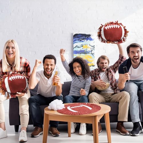 Weysat 6 Sets Football Tied Pillow Craft Kit DIY Football Shaped Pillow Craft Adults Gifts with PP Cotton for Sports Theme Party Room Decor VBS Favors Giveaways - style: Football