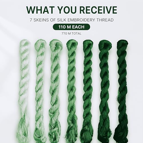 Natural 100% Silk Thread, Handmade Embroidery Thread Silk Floss 7 Colors 110m Each (91) - color: 91