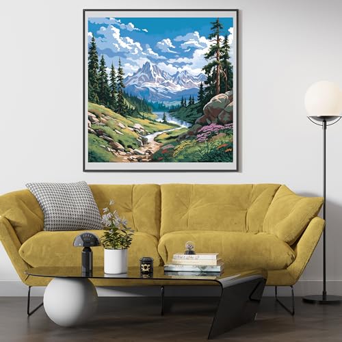 14CT Counted Cross Stitch Kits for Adults Mountain Flowers Stamped Cross Stitch Kits for Adults Clearance (Mountain 5) - color: Mountain 5