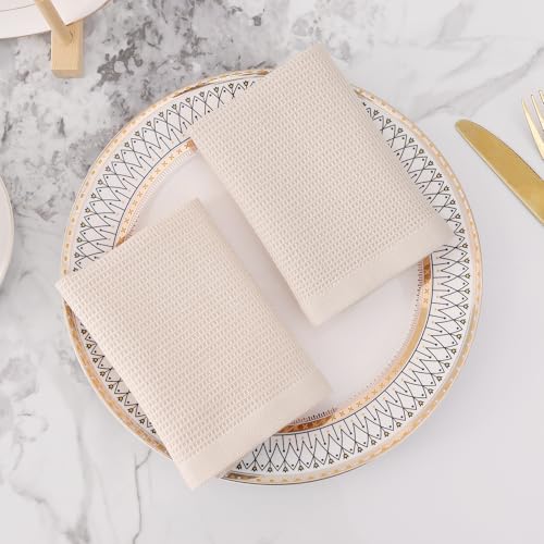 Homaxy 100% Cotton Waffle Weave Dish Cloths, 12 Pack, Beige - color: Begie, size: 12 x 12 - 12 Pack