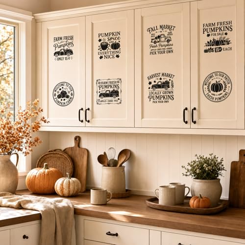16 Pcs Fall Rub on Transfers for Crafts Furniture 5.9x5.9 Inch - color: Letter Slogon