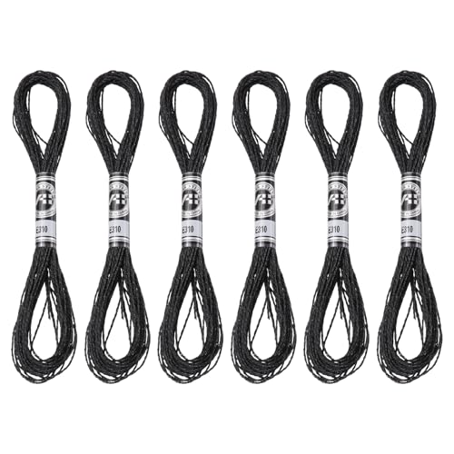 PATIKIL 6 Skeins Embroidery Floss, Metallic Embroidery Thread Nylon Threads Bracelets String for Cross-Stitch Hand Embroidery, Black - color: Black
