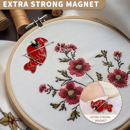 Needle Minder Magnet, Magnetic Needle Minder, Needle Minders Magnetic Cross Stitch Accessories, Magnetic Needle Holder (Bird) - size: Cardinal