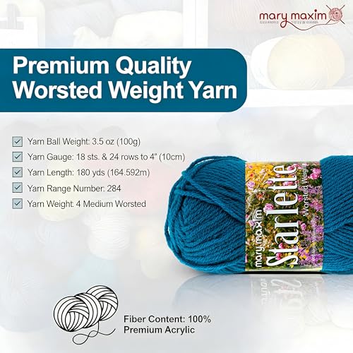 Mary Maxim Starlette Yarn, Soft Acrylic Yarn, 3.5 OZ, 180 Yards, Caribbean - color: Caribbean