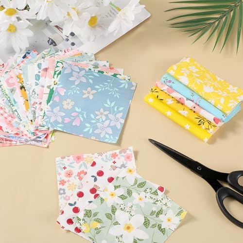 Cotton Squares Fabric Scraps for Sewing 50Pcs 4X4 Fabrics Bundle