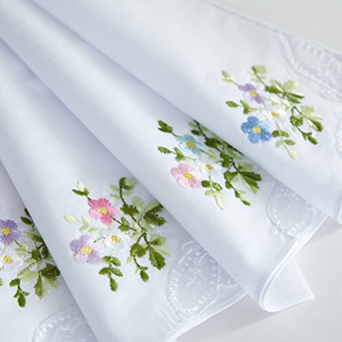 RDS HANKYTEX Cotton Embroidery Ladies' Handkerchiefs Lace Set of 6 - style: 1