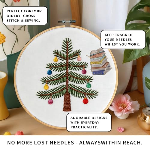 Needle Minder Magnet, Magnetic Needle Minder, Needle Minders Magnetic Cross Stitch Accessories, Magnetic Needle Holder, Life Tree, Butterfly, Cats, Owl, Heart (Book) - size: book