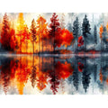 Lake Forest Reflection Stamped Cross Stitch Kits for Adults Beginners - color: Tree Landscape