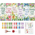 ORIGACH 6 Set Flowers Sayings Cross Stitch Bookmark Kit for Beginner - style: Flowers Sayings
