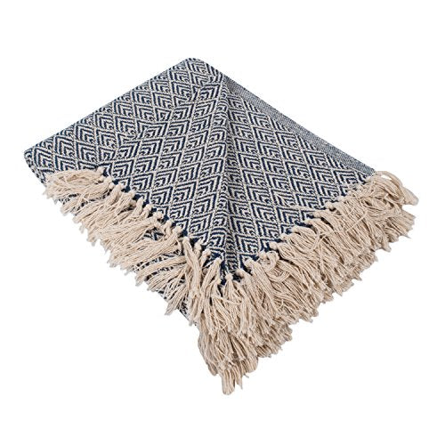 DII Diamond Throw Collection Cotton Woven, 50x60, Nautical Blue - color: Nautical Blue