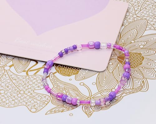 Mixed Craft Beads 1000Pcs/20g Glass Seed Tube Bugle 1.5-4.5mm Small Loose Spacer for DIY Bracelets Necklace Earring Jewelry Making (Purple) - color: Purple