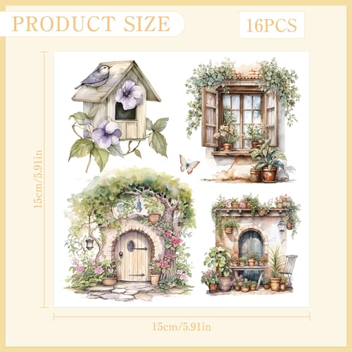 16 Pcs Garden Flower Rub-On Transfers for Furniture & Crafts - style: Flower Garden