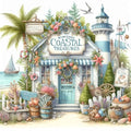 Dugsmgd Beach Diamond Art Kits for Adults, Diamond Painting Kits 14x14inch - color: Beach Shop