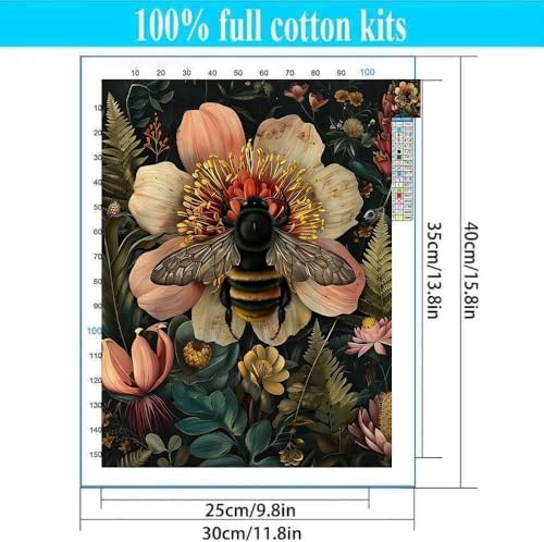 Lzyueyuan Bees and Flowers Stamped Cross Stitch Kits for Beginners,Needlepoint Counted Cross Stitch Kits for Adults,Easy Prestamped Pattern Needlepoint Kit Crafts for Home Decor Gifts11.8X15.7in - color: Cross Stitch-0125-3