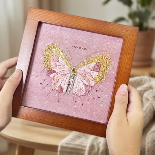 Bead Embroidery Kit for Adults with Instructions Video and Gift Box - color: Pink-Advanced