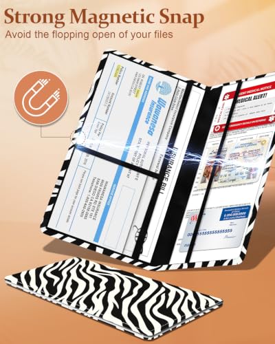 Slohif Car Registration and Insurance Holder with 2 Car Coasters, Elegant - color: Black Zebra