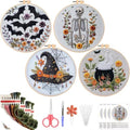 YOUDRN Halloween Embroidery Kit, 4 Set Halloween Cross Stitch Kit - color: Halloween