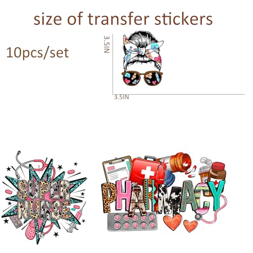 10 Pcs Nurse UV DTF Cup Wrap Nurse Daily UV DTF Decals Waterproof Hospital Personalized Uvdtf Cup Wraps Nurse Gifts Cup Decals for Glass Ready to Press - style: D012