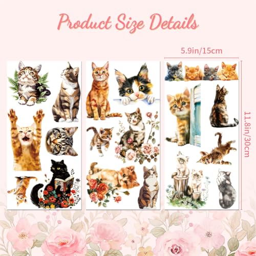 Peacoblue Cute Cats Rub On Transfers for Furniture Craft 6"x12" - style: Cute Cats