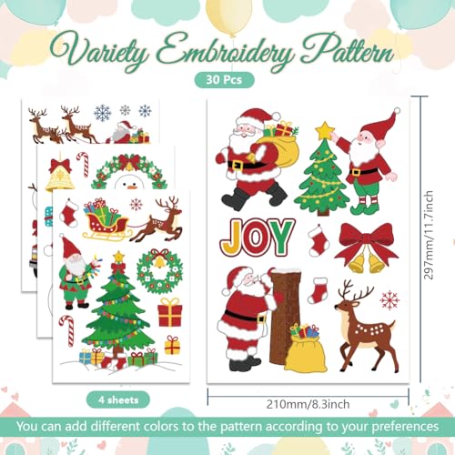 GLOBLELAND 4 Sheets Christmas Snowman Water Soluble Embroidery Pattern - color: Christmas Snowman