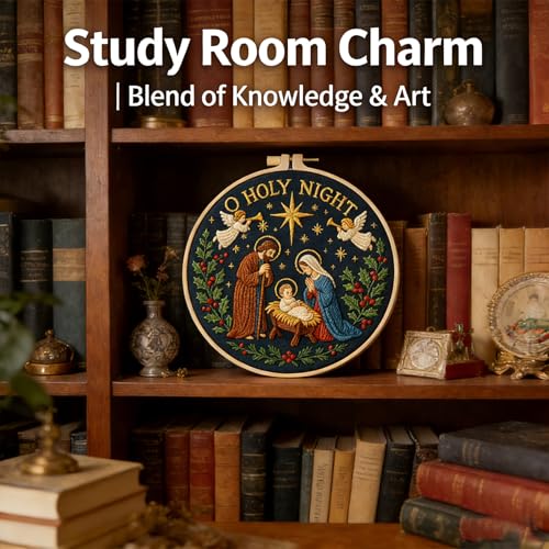 BoAn Nativity Embroidery Kit for Adults, DIY Cross Stitch Kit with Hoop - color: shengjing-2