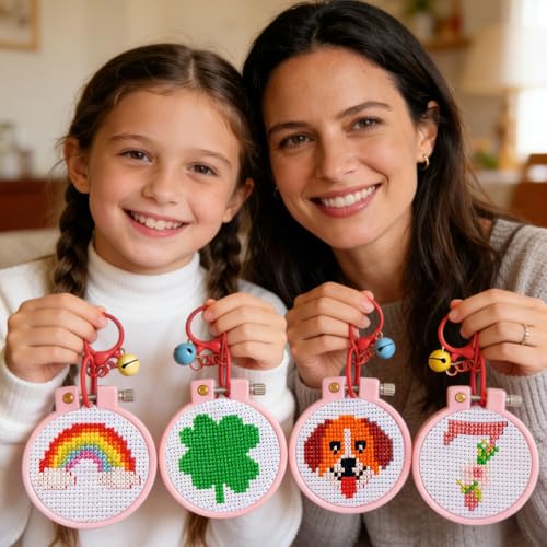 7 Pack Lucky Stamped Cross Stitch Kits for Adults Beginners with Frame - color: Lucky every day