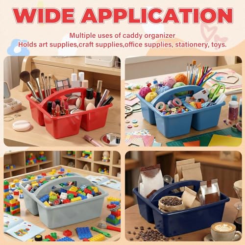 Kathfly 12 Pack Classroom Caddy Organizer with Handle Bulk, Blue Red - color: Blue Red