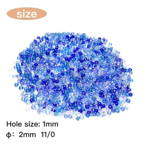 GLRXMX 2100Pcs Glass Beads 2mm Round Seed Beads for Jewelry Making - color: Cerulean