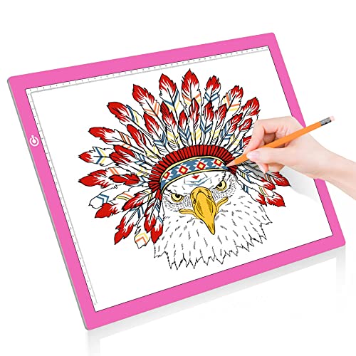 A3 Copy Light Board Tracing Box, Ultra-Thin Adjustable Drawing Tablet USB Power Artcraft LED Tracer Light Pad for Diamond Art Painting Accessories, Sketching, Animation, Quilting, Stenciling (Pink) - color: PINK, size: 11.7 x 16.5 inches